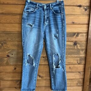 PacSun Ripped Mom Jeans in Classic Blue
